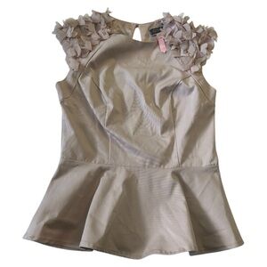 Lipstick London light pink peplum blouse flutter detail on sleeves